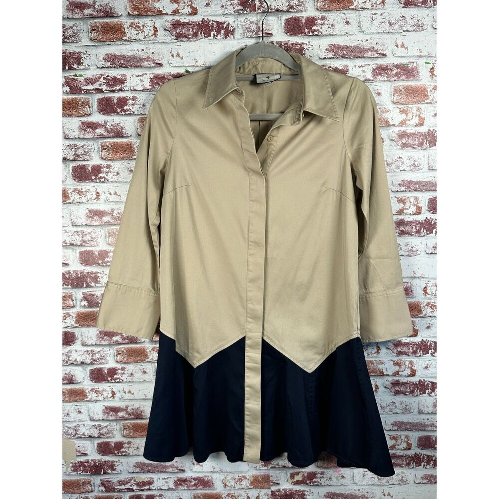 Tuckernuck Sand Roux Mini Long Sleeve Shift Shirt Dress Sz XS